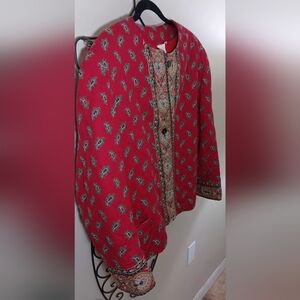 Vera Bradley Preppy Red Patterned Quilted Jacket